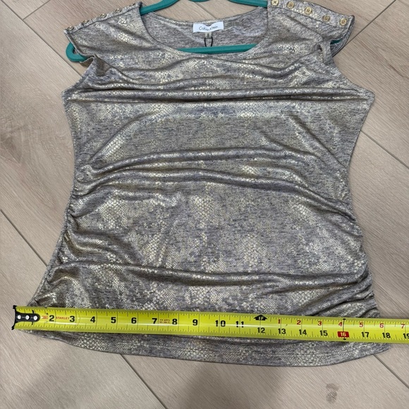 Calvin Klein NWT Snakeskin Silver Gold Shimmer Tank Top Size M - Picture 11 of 12